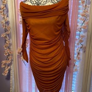 Off the shoulder ruched stunner